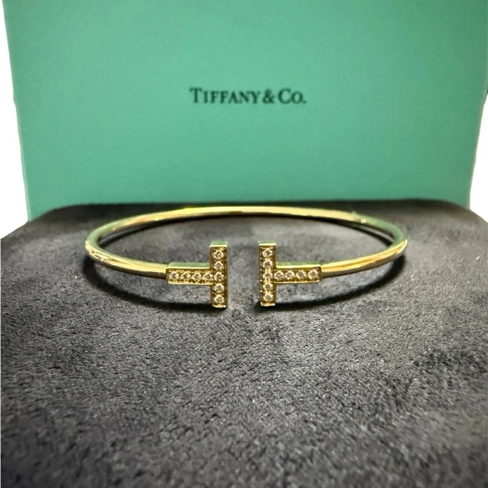 Tiffany & Co. T Wire Pave Diamond Bracelet 6.5